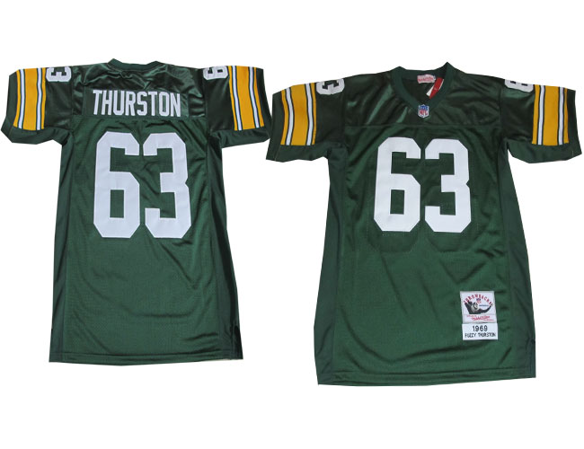 Green Bay Packers #63 Fuzzy Thurston Green Throwback Jerseys
