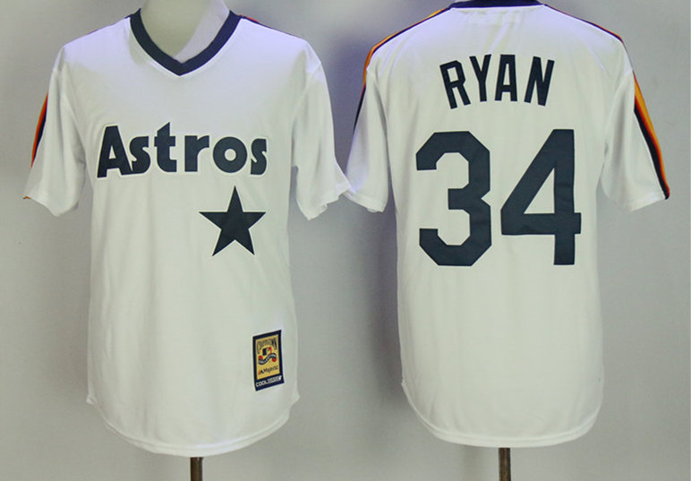 Men's Houston Astros #34 Nolan Ryan White Throwback Jersey