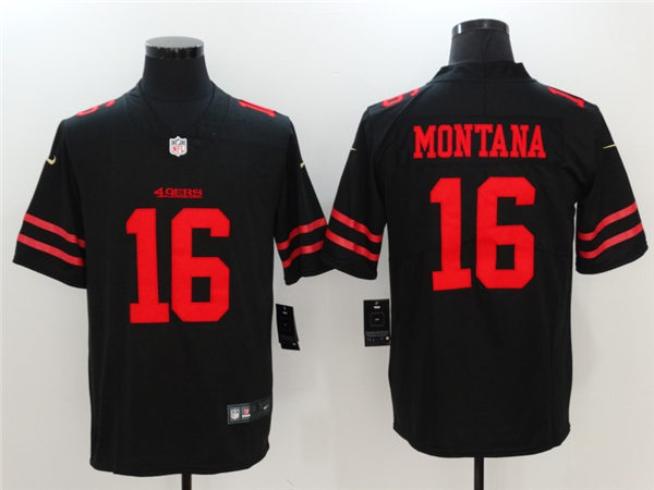 Men's San Francisco 49ers #16 Joe Montana NFL Nike Black Alternate Vapor Limited Player Jersey