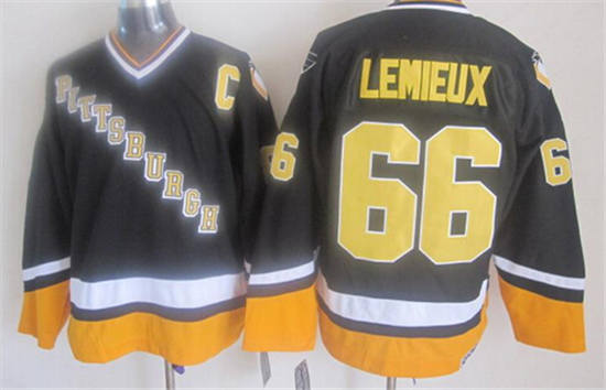 Men's Pittsburgh Penguins #66 Mario Lemieux 1997-98 Zida-tenu Black CCM Jersey