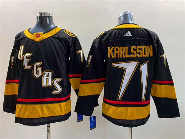 Mens Vegas Golden Knights #71 William Karlsson Black 2022 Reverse Retro Primegreen Jersey