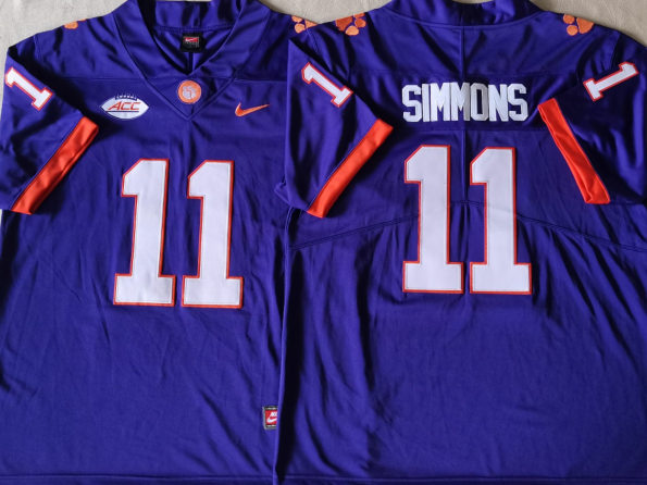 Mens Clemson Tigers #11 Isaiah Simmons Nike Purple College Football Game Jersey