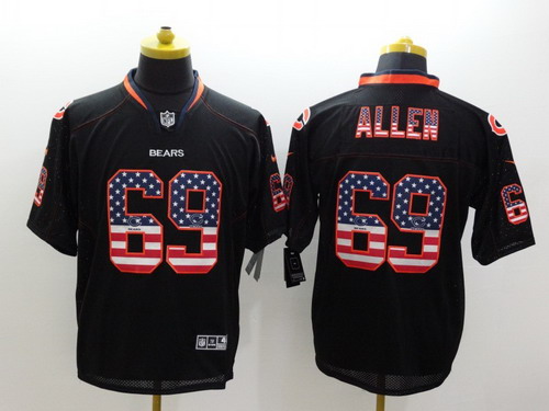 Men's Chicago Bears #69 Jared Allen 2014 USA Flag Fashion Black Nik Elite Jerseys