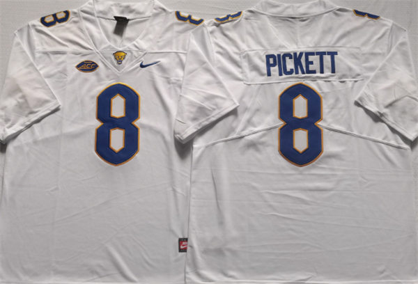 Mens Pittsburgh Panthers #8 Kenny Pickett Nike 2020 White College Football Game Jersey