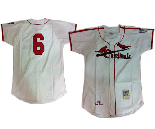 Men's St.Louis Cardinals #6 Stan Musial Cream 1944 Throwback Jersey