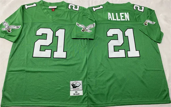 Men's Philadelphia Eagles #21 Eric Allen Light Green Throwback 99TH Jersey