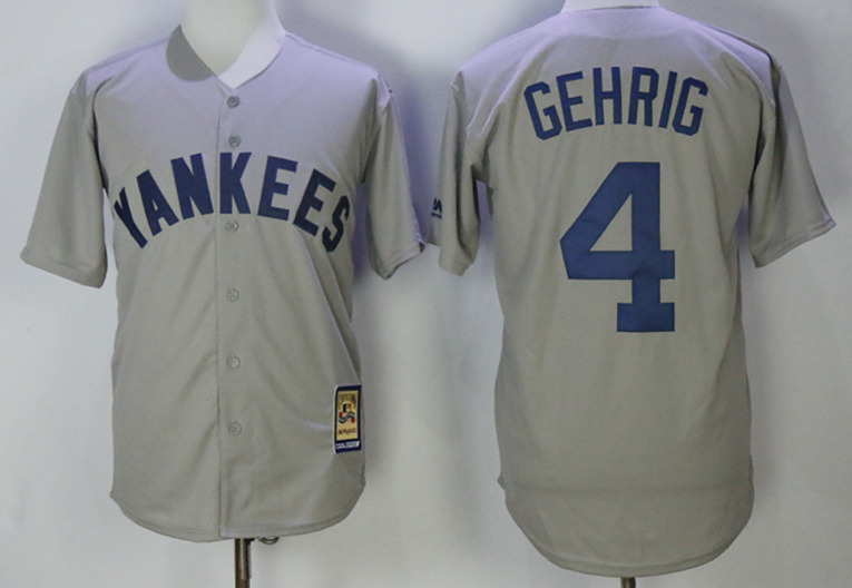 Mitchell&Ness New York Yankees #4 Lou Gehrig Gray Throwback Jersey