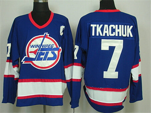 Men's Winnipeg Jets #7 Keith Tkachuk Blue CCM Vintage Throwback Jersey