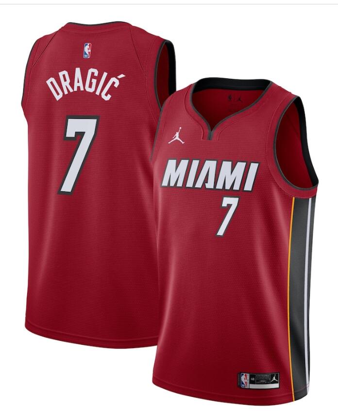 Mens Miami Heat #7 Goran Dragic Jordan Red Statement Edition Jersey
