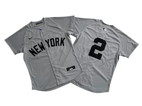 Mens New York Yankees #2 Derek Jeter Nike Gray Away Limited Jersey