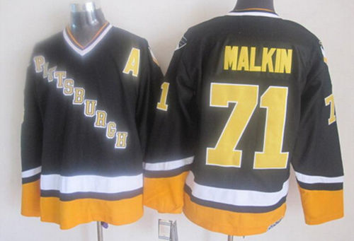 Men's Pittsburgh Penguins #71 Evgeni Malkin 1997-98 Zida-tenu Black CCM Jersey