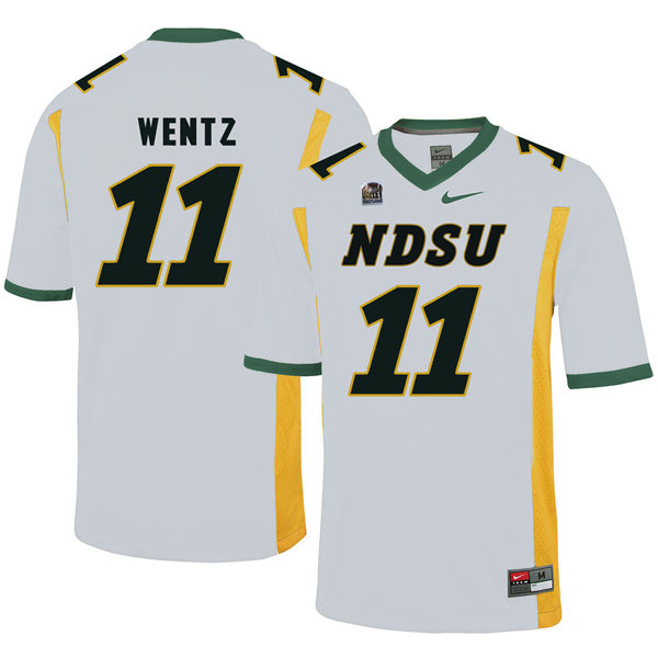 Men's North Dakota State Bison #11 Carson Wentz Green Nike College Football Jersey -With Name