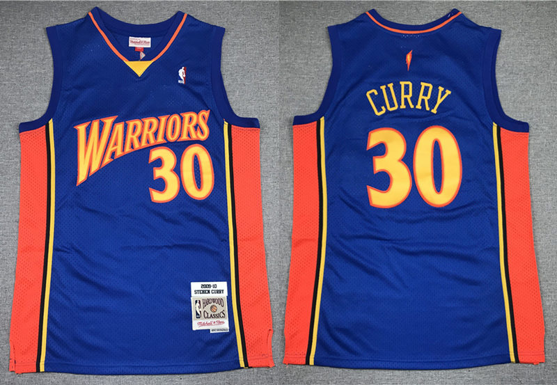 Mens Golden State Warriors #30 Stephen Curry Blue Mitchell & Ness Hardwood Classi Jersey