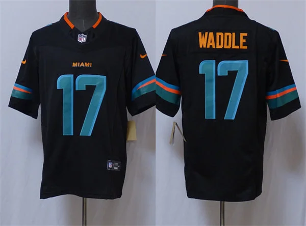 Mens Miami Dolphins #17 Jaylen Waddle Pitch Blue 2025 Rivalries Collection Limited Jersey