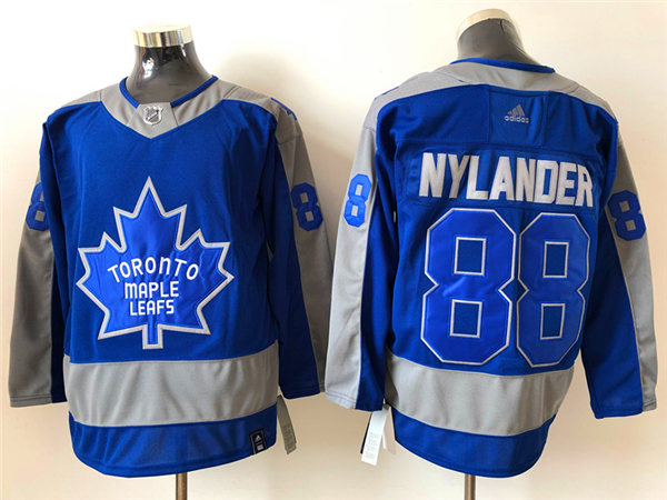 Men's Toronto Maple Leafs #88 William Nylander Blue 2021 adidas NHL REVERSE RETRO JERSEYS