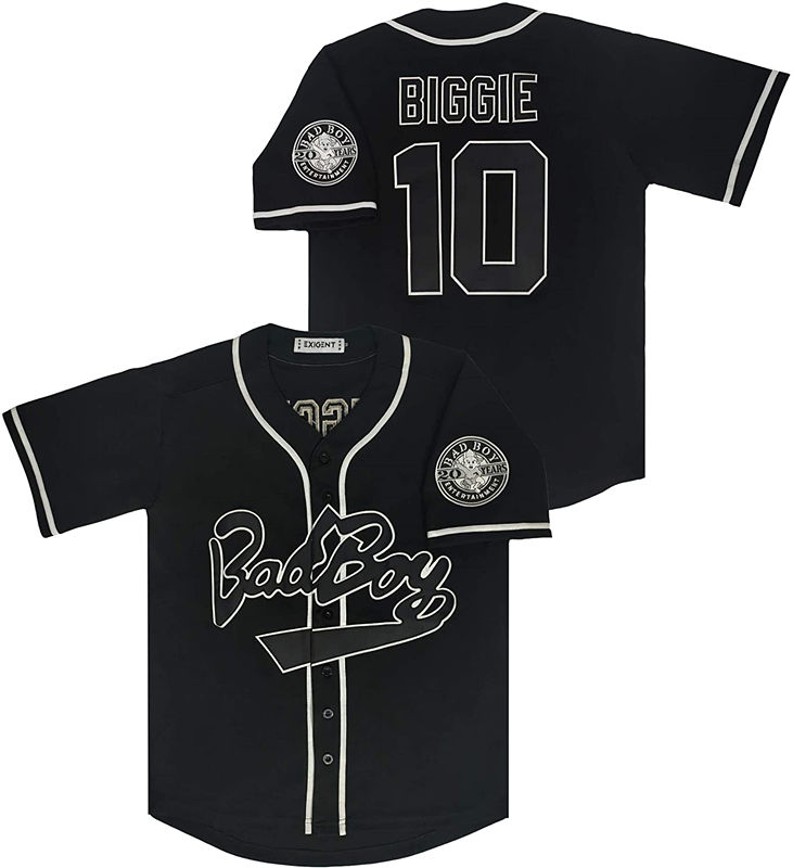 Men's Biggie Bad Boy #10 20TH Anniversary Black Stitched Film Baseball Jersey