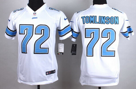 Youth Detroit Lions #72 Laken Tomlinson Nike White Game Jersey