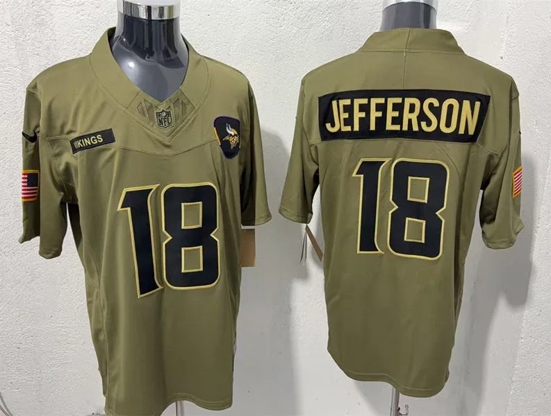 Mens Minnesota Vikings #18 Justin Jefferson Nike 2025 Salute to Service Limited Jersey - Olive