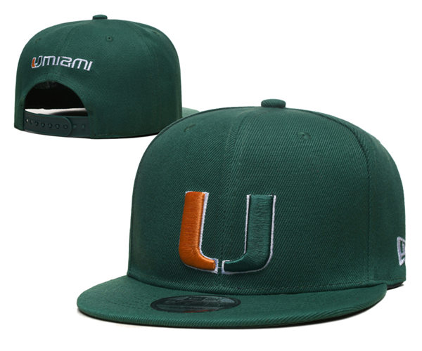 NCAA Miami Hurricanes Green Embroidered Snapback Caps GS233231
