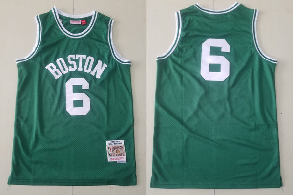 Men's Boston Celtics #6 Bill Russell Green 1962-63 Hardwood Classics Throwback Swingman Jersey