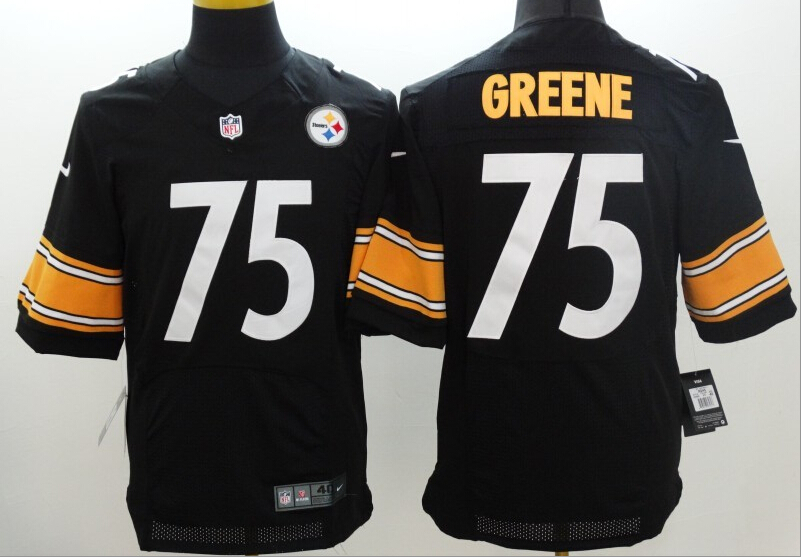 Men's Pittsburgh Steelers #75 Joe Greene Black Nik Elite Jersey