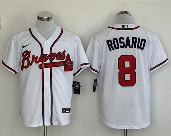 Mens Atlanta Braves #8 Eddie Rosario Nike Home White CoolBase Jersey