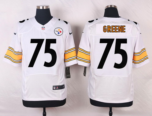 Men's Pittsburgh Steelers #75 Joe Greene White Nik Elite Jersey