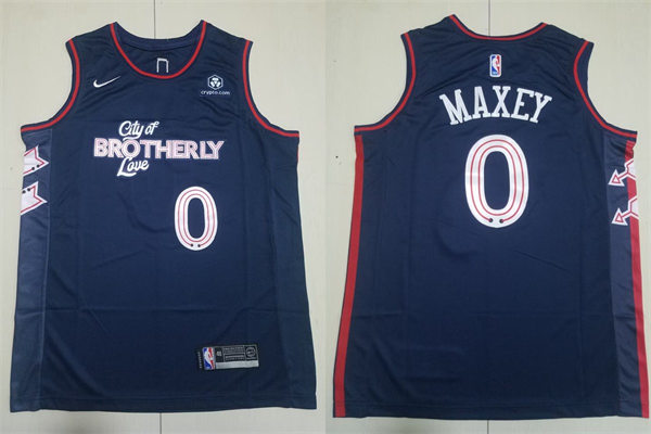 Mens Philadelphia 76ers #0 Tyrese Maxey Navy 2023-24 City Edition Jersey