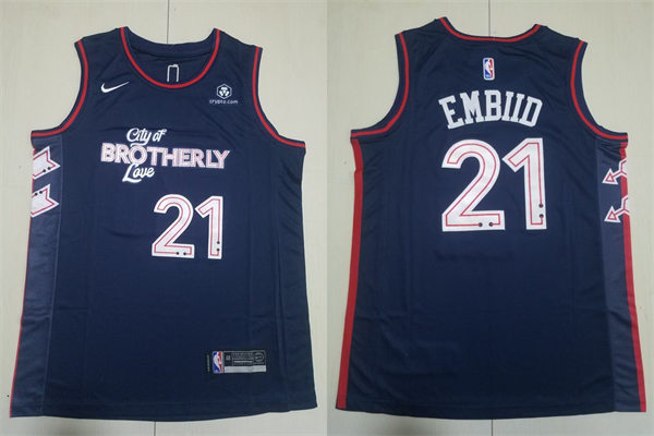 Mens Philadelphia 76ers #21 Joel Embiid Navy 2023-24 City Edition Jersey