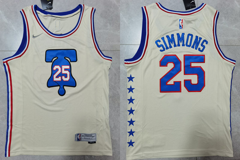 Men's Philadelphia 76ers #25 Ben Simmons Nike Cream 2021 Earned Edition Swingman Jersey