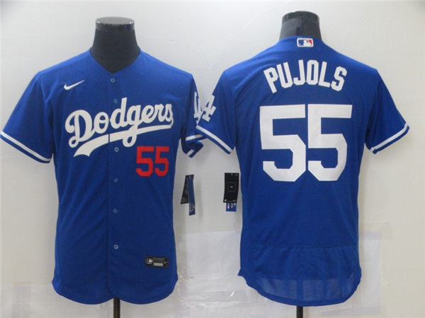 Men's Los Angeles Dodgers #55 Albert Pujols Nike Royal Alternate Flex Base Jersey
