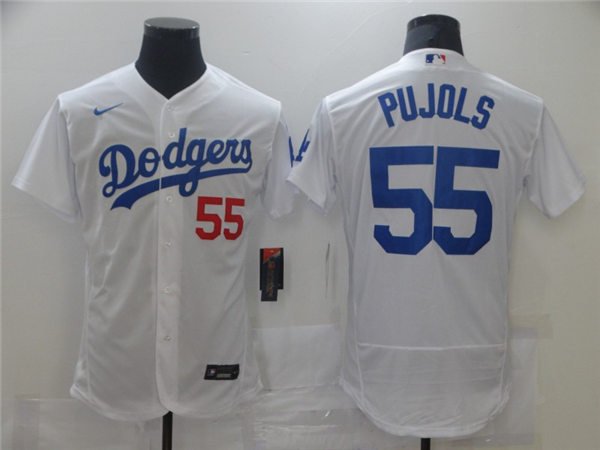 Men's Los Angeles Dodgers #55 Albert Pujols Nike White Home Flex Base Jersey