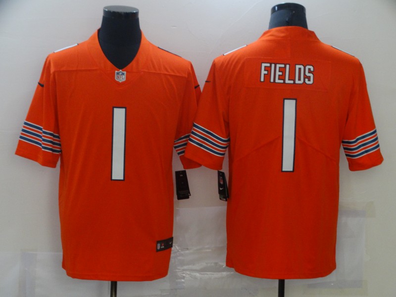 Men's Chicago Bears #1 Justin Fields Nike Orange Alternate Game Jersey