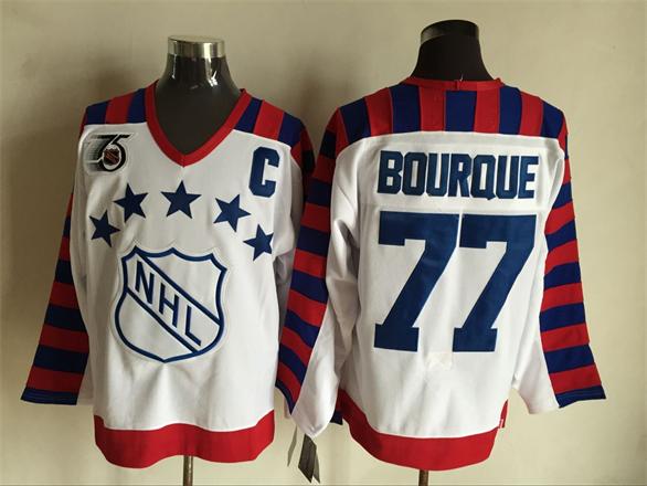 Men's #77 Ray Bourque White With 75TH Patch 1992 Wales 