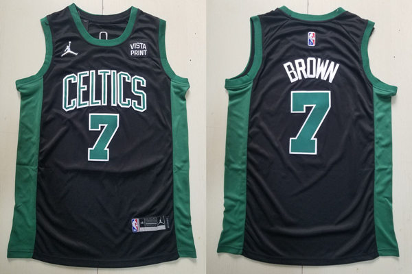 Mens Boston Celtics #7 Jaylen Brown Black Jordan Statement Edition Jersey