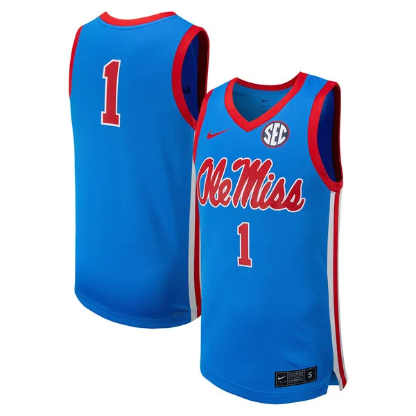 Ole Miss Rebels Custom Nike 2025 Powder Blue Basketball Jersey