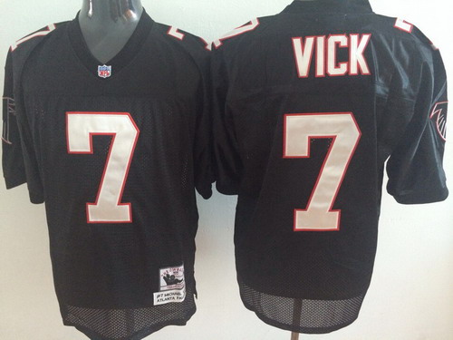Men's Atlanta Falcons #7 Michael Vick Black Mitchell & Ness Throwback Vintage Football Jersey