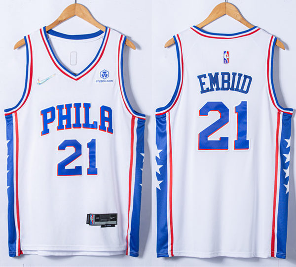Mens Philadelphia 76ers #21 Joel Embiid Nike White NBA Association Edition Jersey
