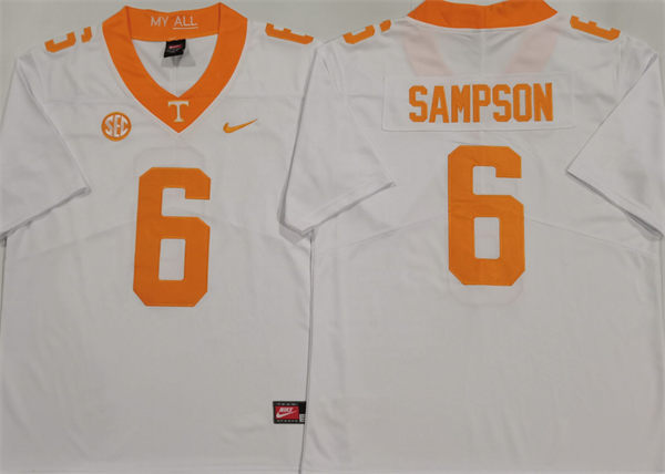Mens Tennessee Volunteers #6 Dylan Sampson Nike White College Football Jersey