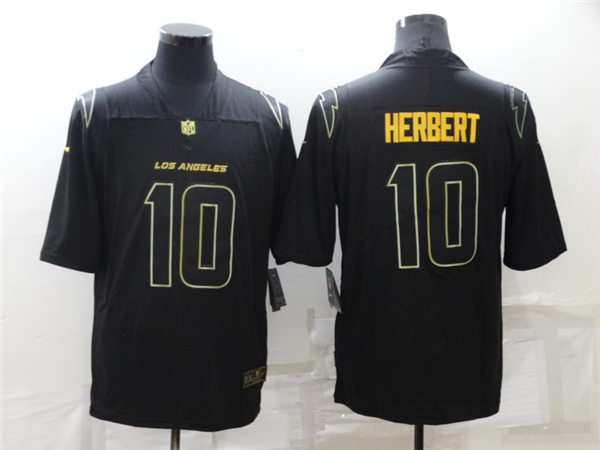 Mens Los Angeles Chargers #10 Justin Herbert Nike Black Golden Limited Jersey