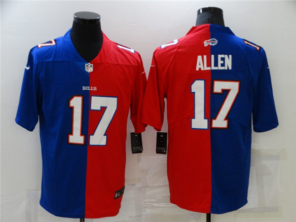 Mens Buffalo Bills #17 Josh Allen Nike Royal Red Split Two-Tone Jersey