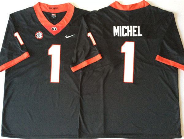 Men's Georgia Bulldogs #1 Sony Michel Black Nike College Football Limited Jersey