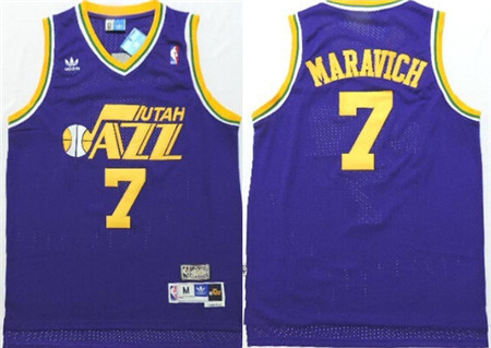 Men's Utah Jazz #7 Pete Maravich Purple Throwback Swingman Jersey