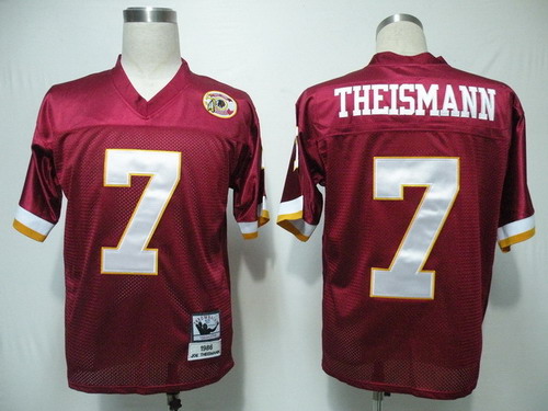 Men's Washington Redskins # 7 Joe Theismann Red Throwback Football Jersey