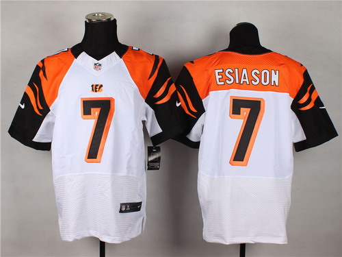 Men's Cincinnati Bengals #7 Boomer Esiason Nik White Elite Jersey