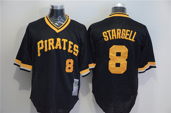 Men's Pittsburgh Pirates #8 Willie Stargell Mesh BP Black Throwback Jersey