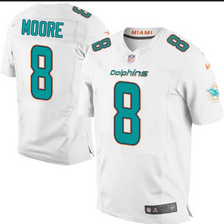 Men's Miami Dolphins #8 Matt Moore White Nike Elite Jersey