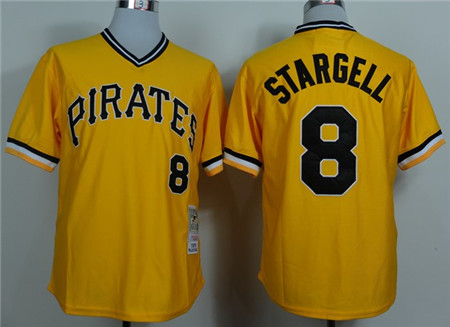 Men's Pittsburgh Pirates #8 Willie Stargell Yellow Pullover Throwback Jersey