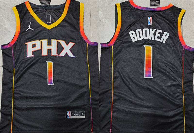 Mens Phoenix Suns #1 Devin Booker Nike Black NBA 75th Anniversary Jersey