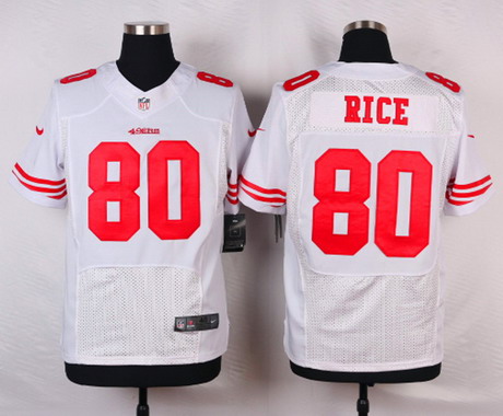 Mens San Francisco 49ers Retired Player #80 Jerry Rice White Nik Elite Jersey